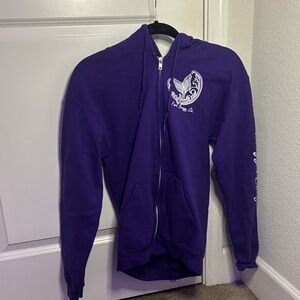 Purple Zip-Up Hoodie with White Logo
